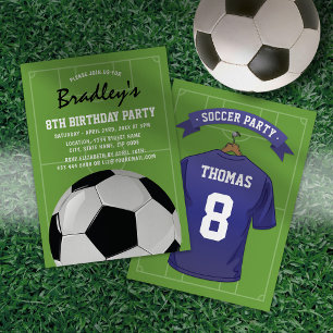 Convite de Aniversário de Futebol Camisa Azul Pers