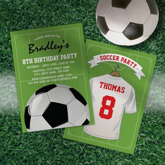 Convite de Aniversário de Futebol com Camisa Branc (Criador carregado)