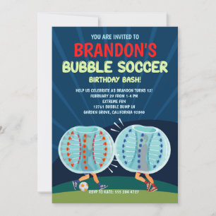Convite de aniversário de futebol de bolhas