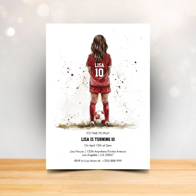 Convite de Aniversário de Futebol de Menina (Criador carregado)