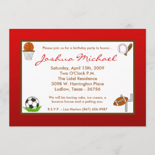 Convite de aniversário de futebol de menino 5 x 7