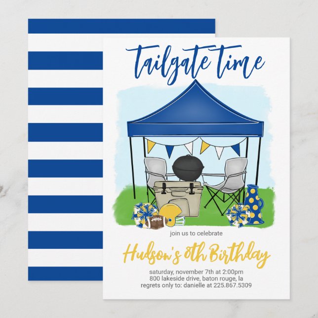 Convite de Aniversário de Futebol do Time Tailgate (Frente/Verso)