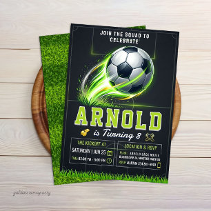 Convite de Aniversário de Futebol Esporte Neon V