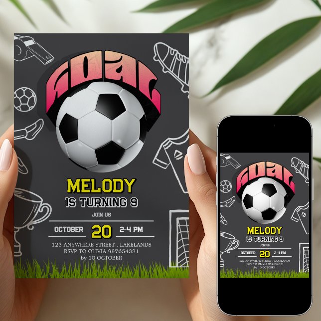 Convite de Aniversário de Futebol Feminino (Criador carregado)