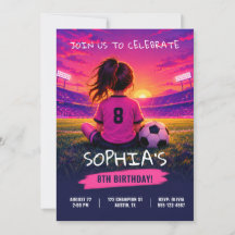 Convite de Aniversário de Futebol Feminino Moderno
