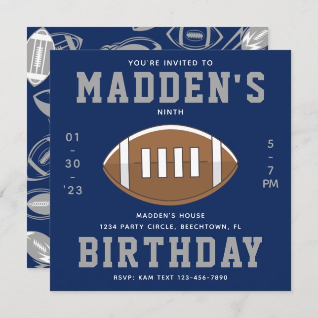 Convite de aniversário de futebol | Festa de futeb (Frente/Verso)