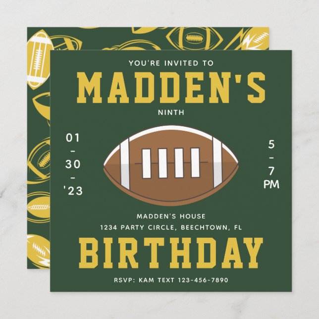 Convite de aniversário de futebol | Festa de futeb (Frente/Verso)