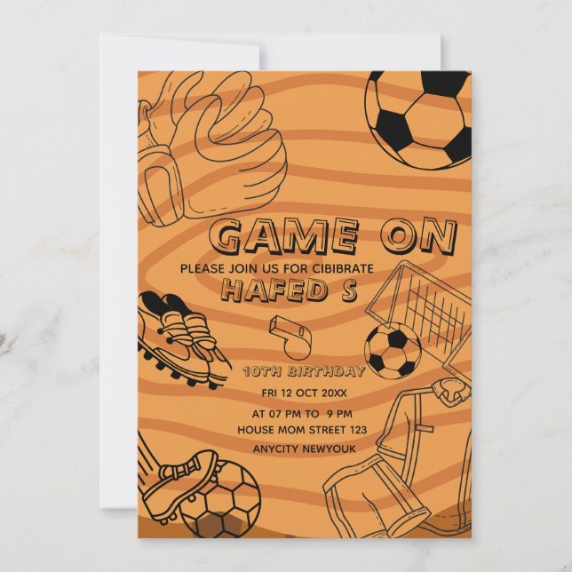 Convite de Aniversário de Futebol, Festa de Futebo (Frente)