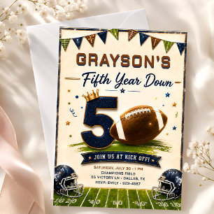 Convite de Aniversário de Futebol Fifth Year Down