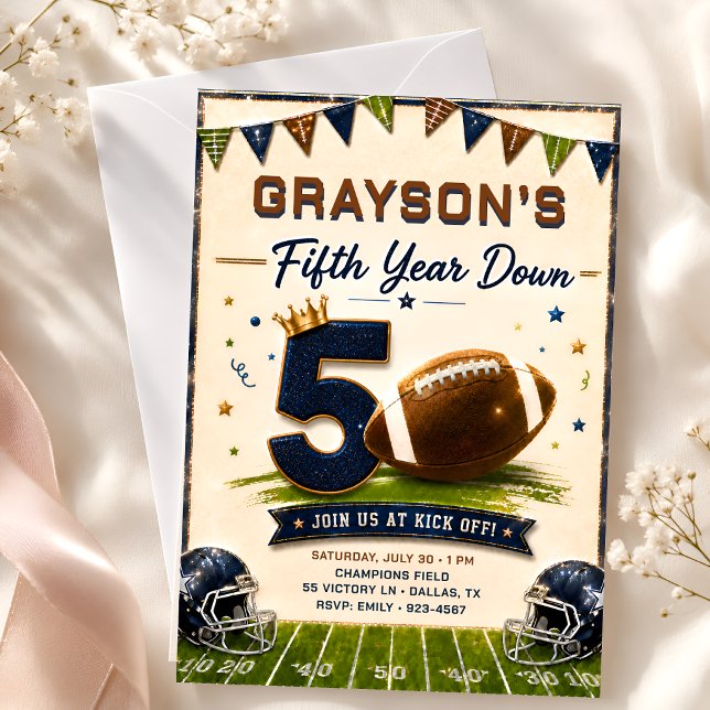 Convite de Aniversário de Futebol Fifth Year Down (Criador carregado)