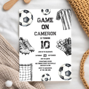 Convite de Aniversário de Futebol Infantil Game On