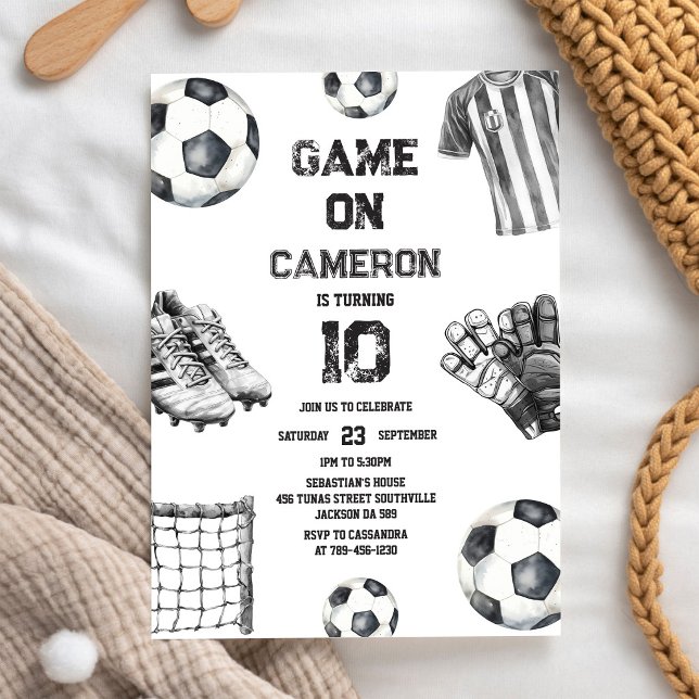 Convite de Aniversário de Futebol Infantil Game On (Criador carregado)