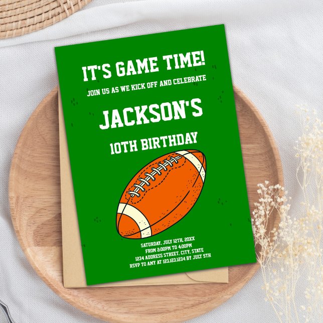 Convite de Aniversário de Futebol Laranja e Verde (Orange Green Football Birthday Invitations)
