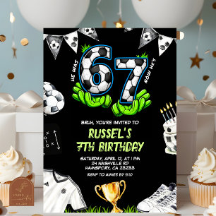 Convite de Aniversário de Futebol Neon 67