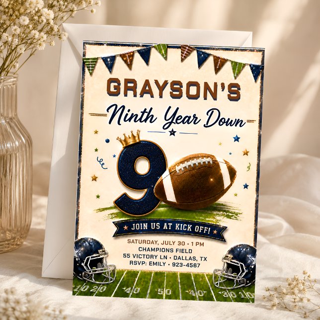 Convite de Aniversário de Futebol Ninth Year Down (Criador carregado)