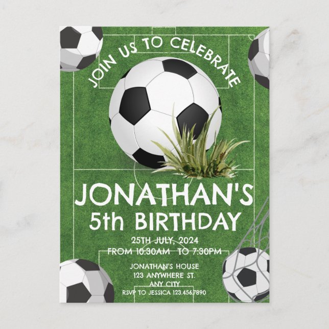 Convite de Aniversário de Futebol para Crianças (Frente)