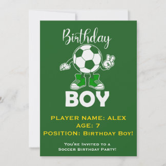 Convite de Aniversário de Futebol para Meninos Nom