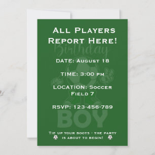 Convite de Aniversário de Futebol para Meninos Nom