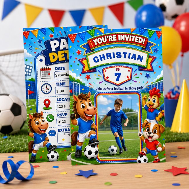 Convite de Aniversário de Futebol Personalizado co (Criador carregado)