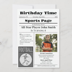 Convite de Aniversário de Futebol Pessoal Com Foto