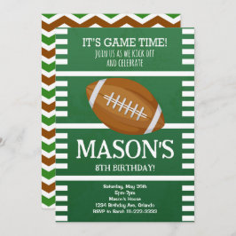 Convite de aniversário de futebol verde