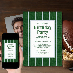 Convite de aniversário de Futebol Verde