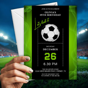 Convite de Aniversário de Futebol Verde e Preto El