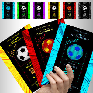 Convite de Aniversário de Futebol Vermelho e Preto