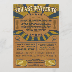 Convite de aniversário de futebol Vintage Dourado