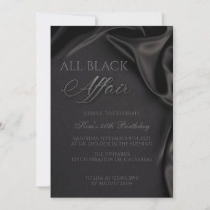Convite de Aniversário de Gala Preto Tudo Preto