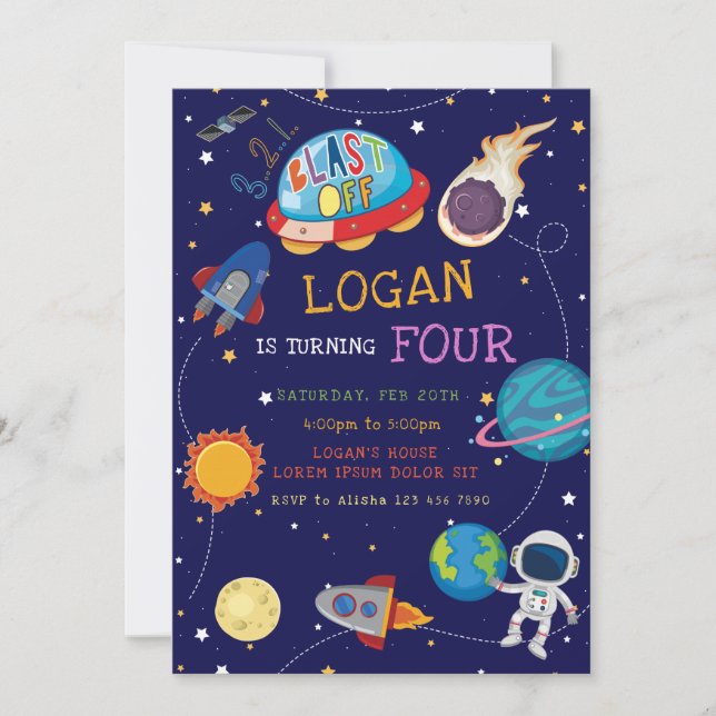 Convite de aniversário de Galaxy (Frente)