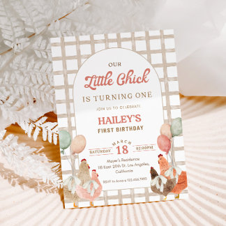 Convite de Aniversário de Galinha para o Primeiro 