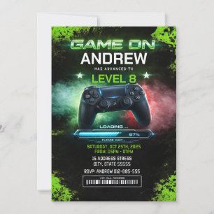 Convite de aniversário de Gamer de Vídeo pessoal p