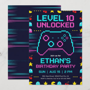 Convite de Aniversário de Gamer Festa de Video Ga