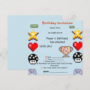 Convite de Aniversário de Gamer – Jogo de Vídeo Pi