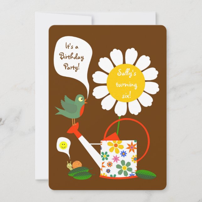 Convite de aniversário de Garden Girl Daisy Flower (Frente)