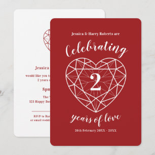 Convite de Aniversário de Garnet 2 anos de amor