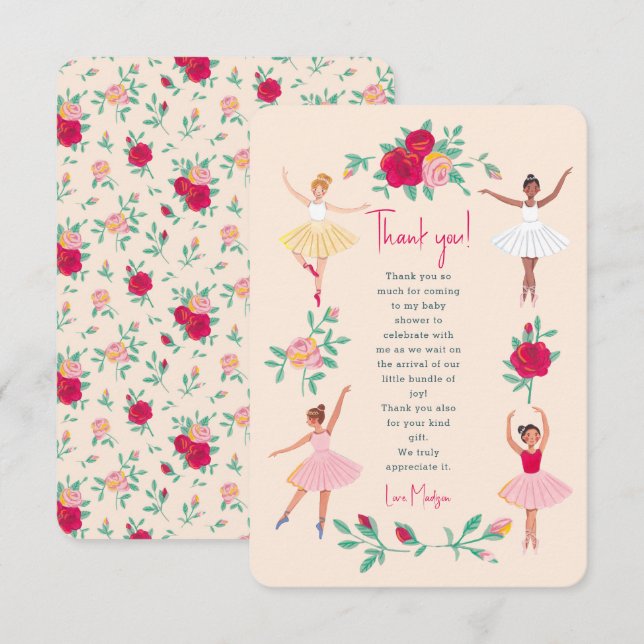 Convite de aniversário de Garota Ballerina (Frente/Verso)