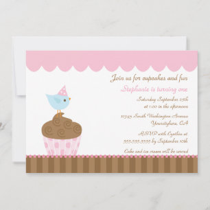 convite de aniversário de garota cupcake