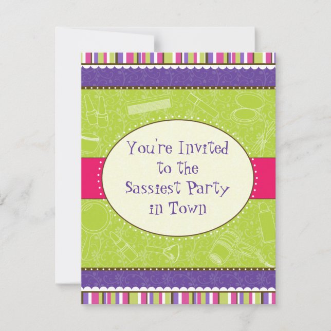 Convite de aniversário de Garota Sassy (Frente)