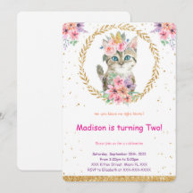 Convite de Aniversário de Gatinho