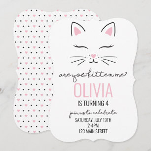 Convite de Aniversário de Gatinho com rostinho de