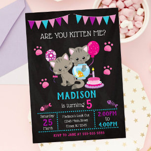 Convite de aniversário de gatinho / Festa de gatin