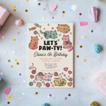 Convite de Aniversário de Gatinho Fofo