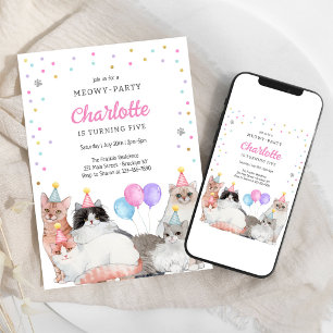 Convite de Aniversário de Gatinho Kit Meowy
