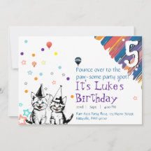 Convite de Aniversário de Gato Caprichoso