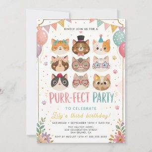 Convite de Aniversário de Gato Perfeito