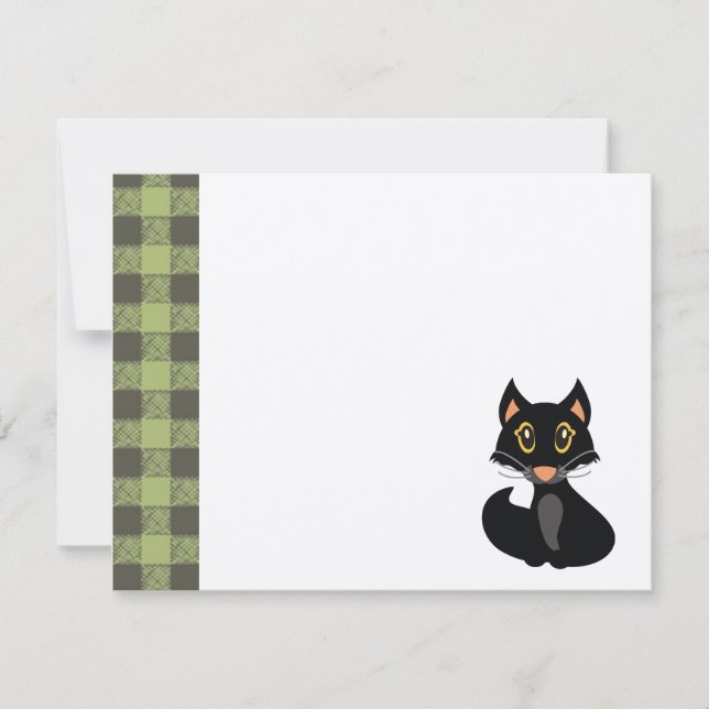 Convite de aniversário de Gato Preto Personalizado (Frente)