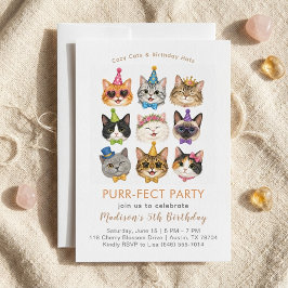 Convite de Aniversário de Gatos Gatinhos Festa Per