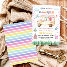 Convite de Aniversário de Gêmeos Menina e Menino F